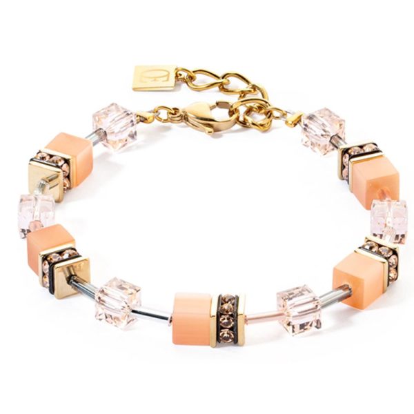 Coeur de Lion Armband GeoCube Edelstahl goldfarben apricot 4020/30-0230